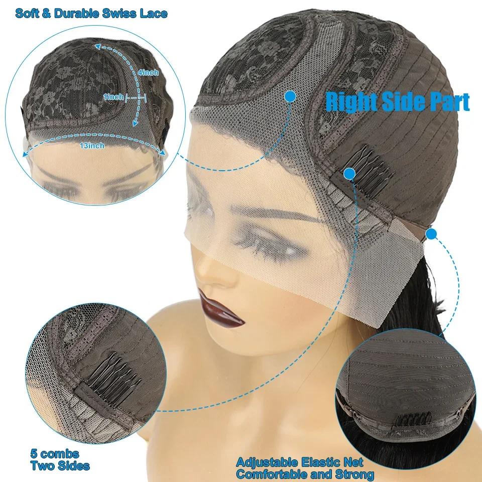 Perruque Bob Brésilienne Naturelle Bouclée, Cheveux Courts Ondulés, Partie Latérale, pour Femme