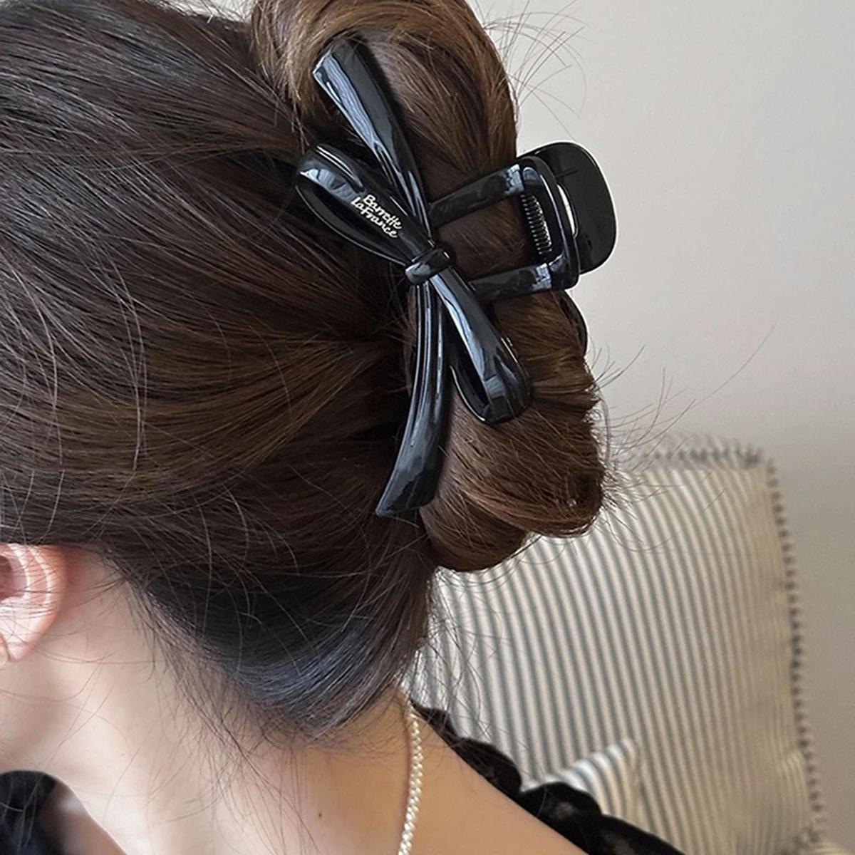 Lot de 2 pinces à cheveux vintage bleues à pois avec nœud rouge, barrettes à griffes de requin, acce