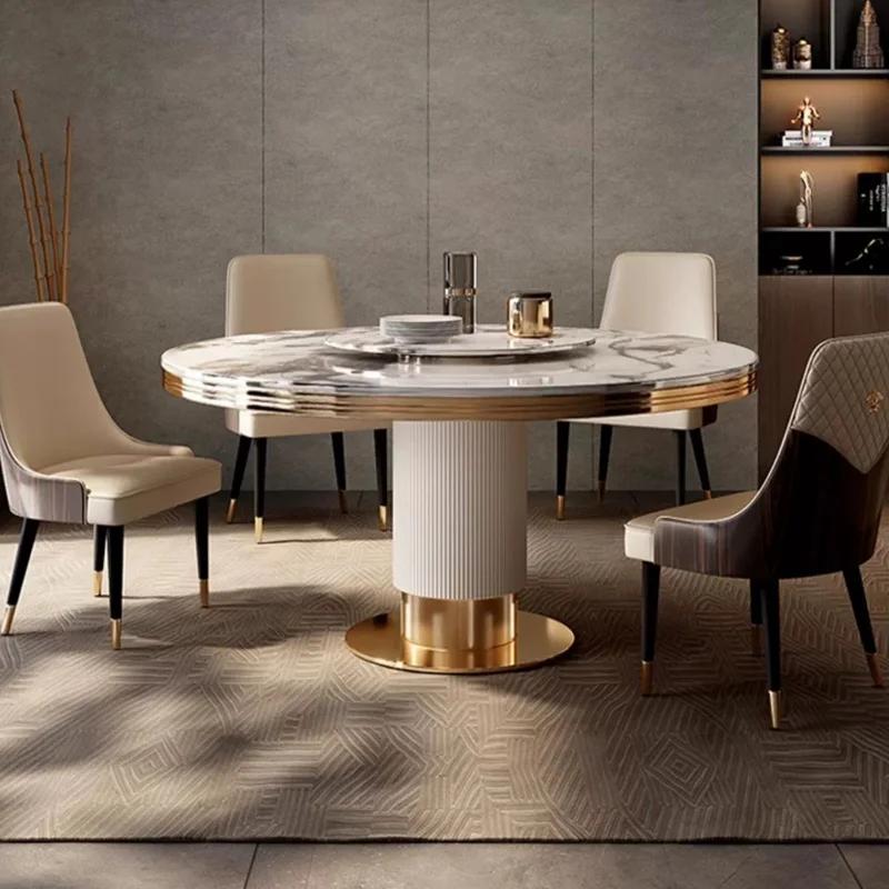 Table à manger ronde et chaise en marbre pour restaurant moderne, combinaison simple, table ronde av