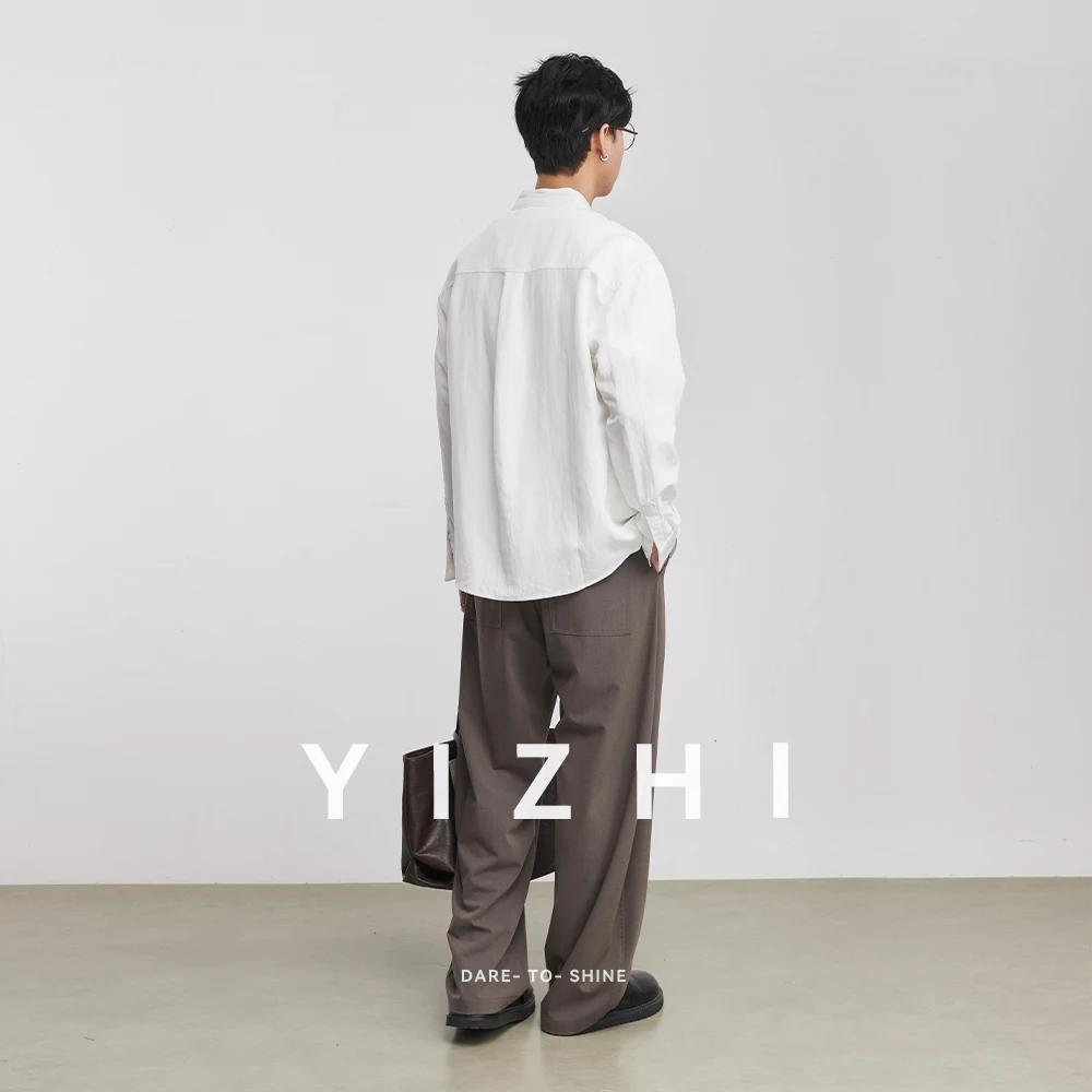 Chemise décontractée pour homme en lin, style chinois, col montant, printemps 2026, légèrement ample