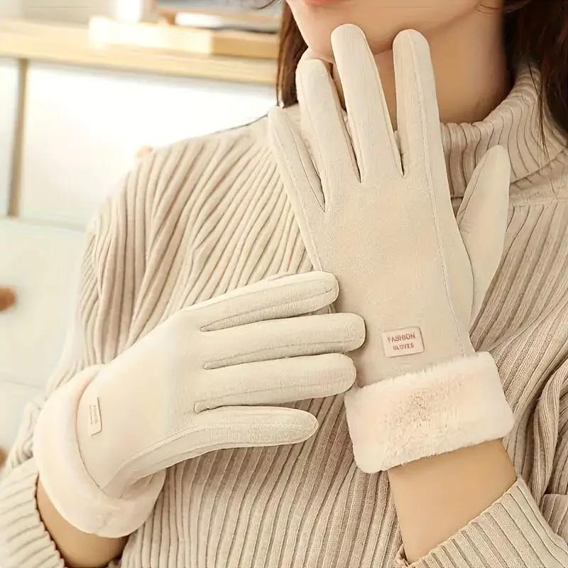Gants d'hiver chauds pour femmes, compatibles avec les écrans tactiles, doublés de peluche, épais, p
