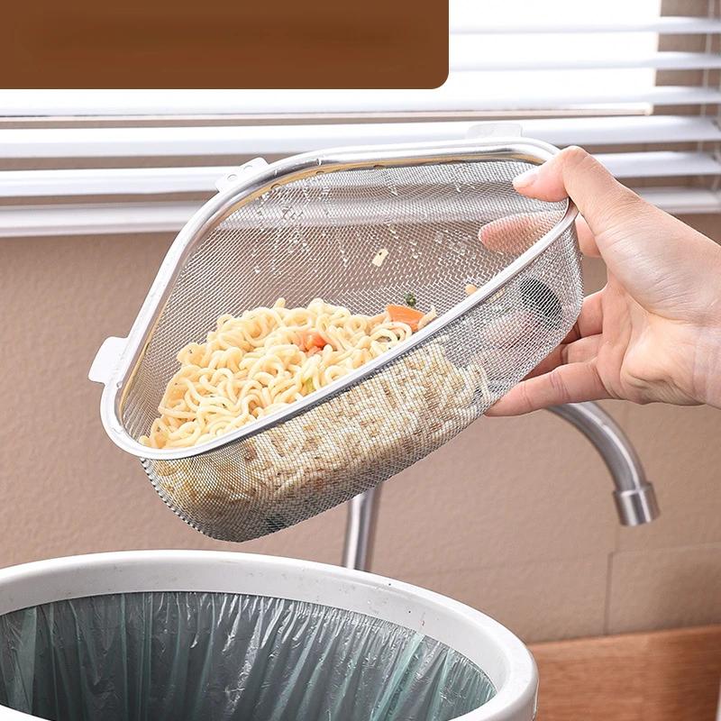 Panier de vidange d'évier de cuisine en acier inoxydable, Triangle pour aliments et légumes, filtre