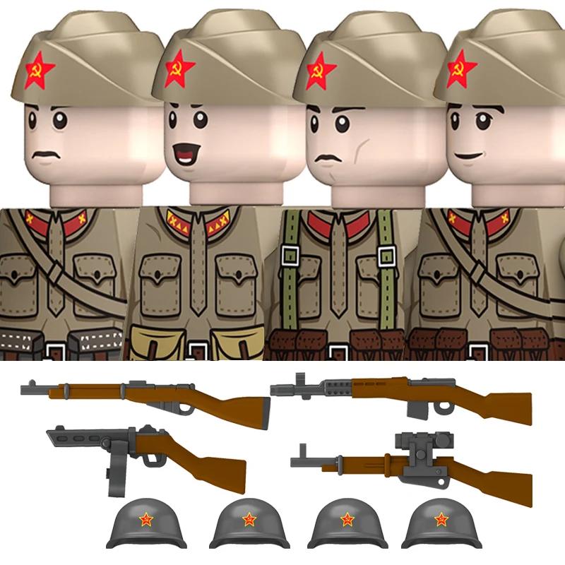 Figurines de soldats d'infanterie militaires de la Seconde Guerre mondiale, blocs de construction, R