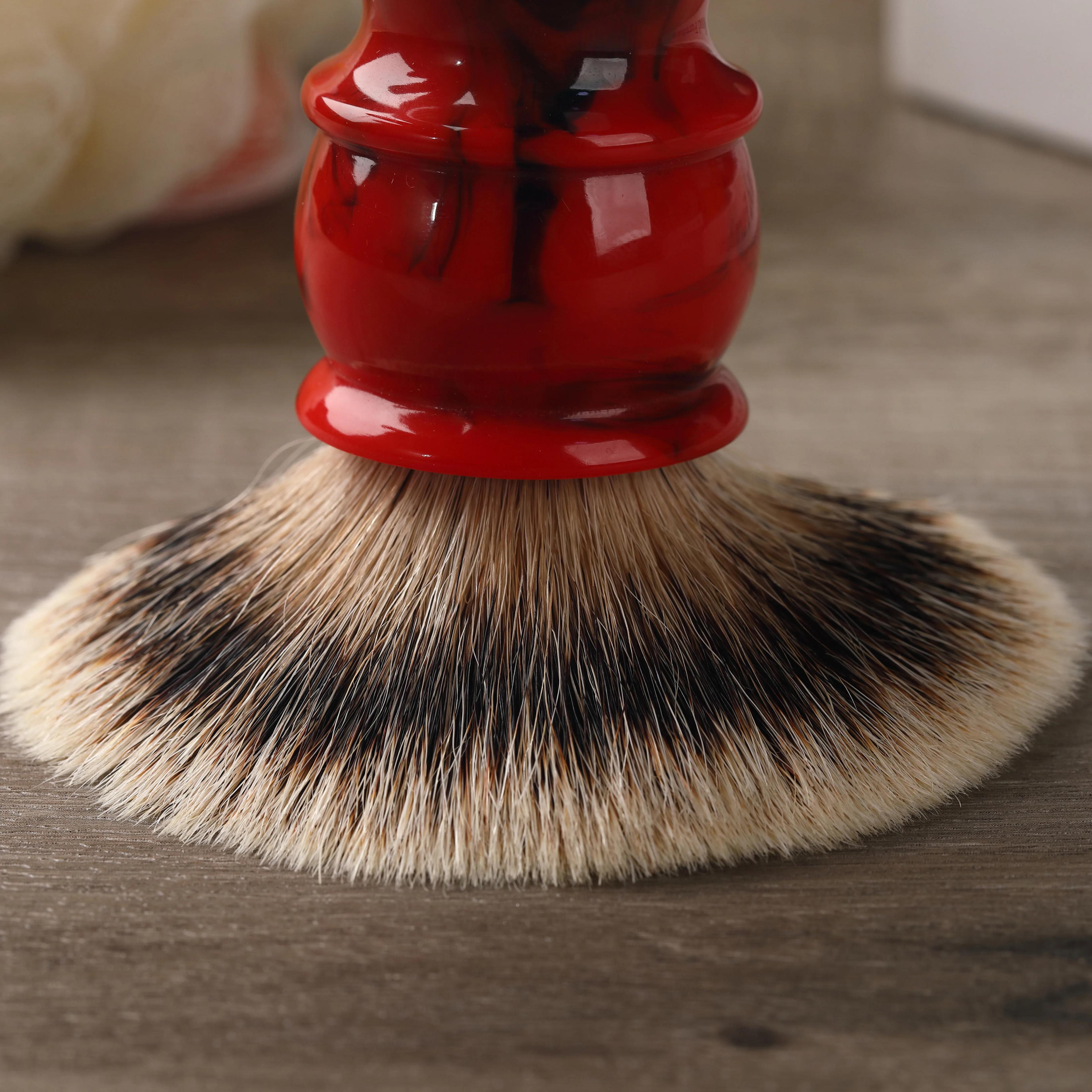 Pinceaux à raser Yaqi Edom 24MM 100% poils de blaireau Silvertip, manche en résine rouge, pour homme