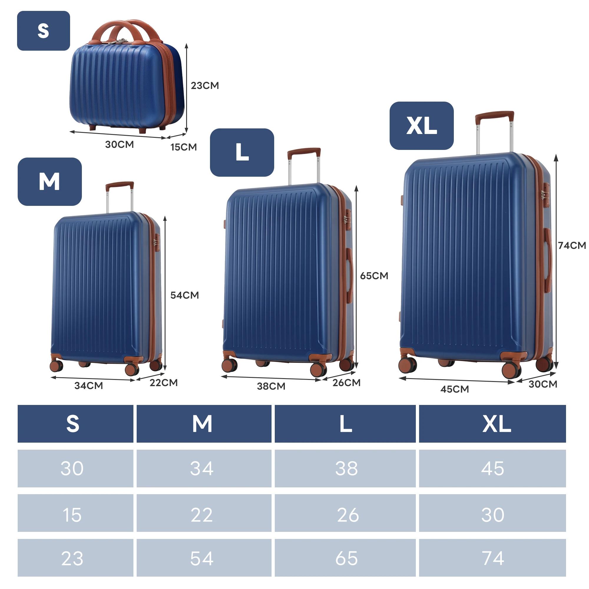 Anajqaqia Set de bagages, avec poignées télescopiques en métal, 360 ° Double roues, serrure TSA, e
