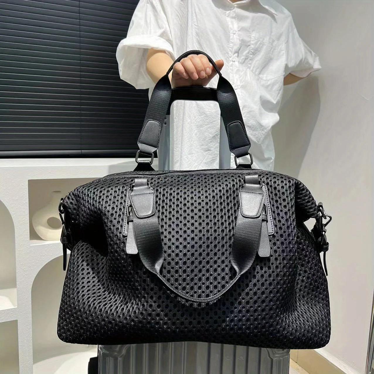 Grand sac de voyage en nylon imperméable pour femme, sac messager à bandoulière simple, loisirs, vac