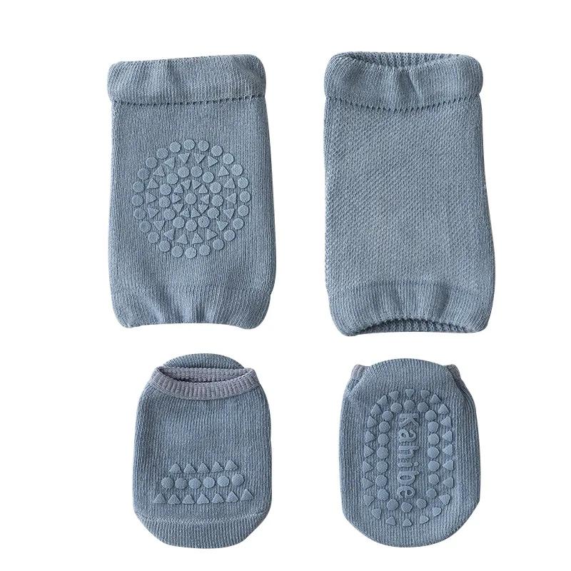 Ensemble de chaussettes et genouillères pour bébé, pour filles et garçons, couleur unie, antidérapan