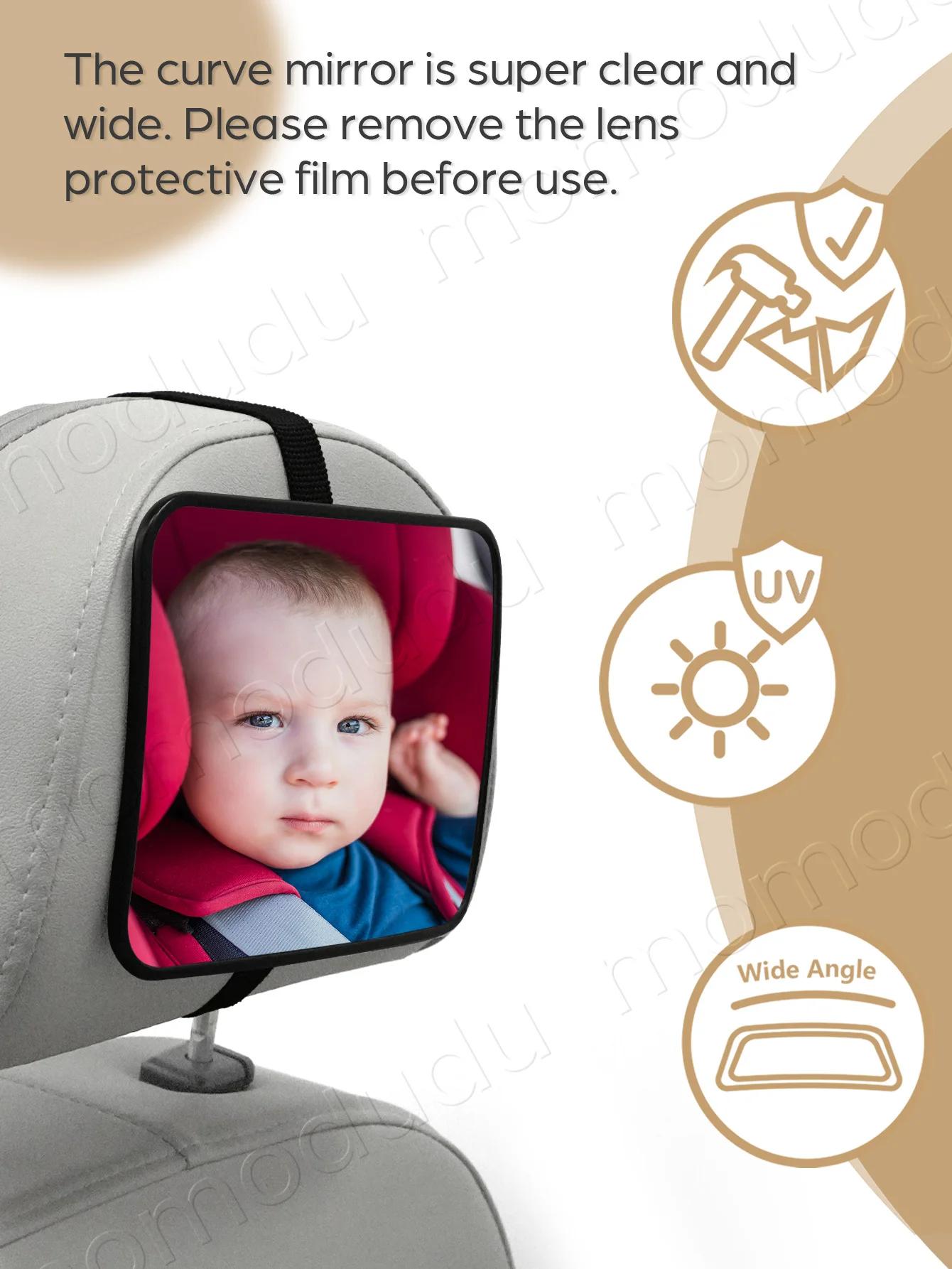 Rétroviseur de voiture pour bébé incassable, miroir arrière pour bébé, vue claire en cristal plus la
