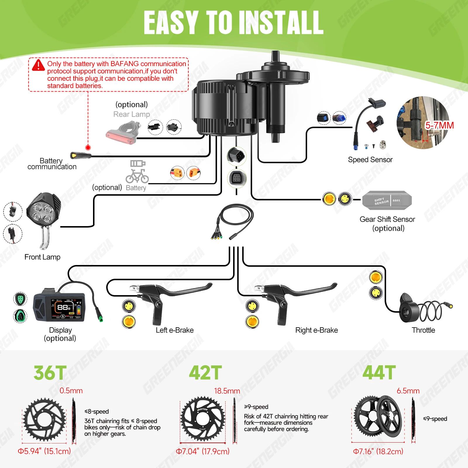 Bafang-kit de motorisation de vélo électrique 750W 48V, moteur 8fun à entraînement central dans le p