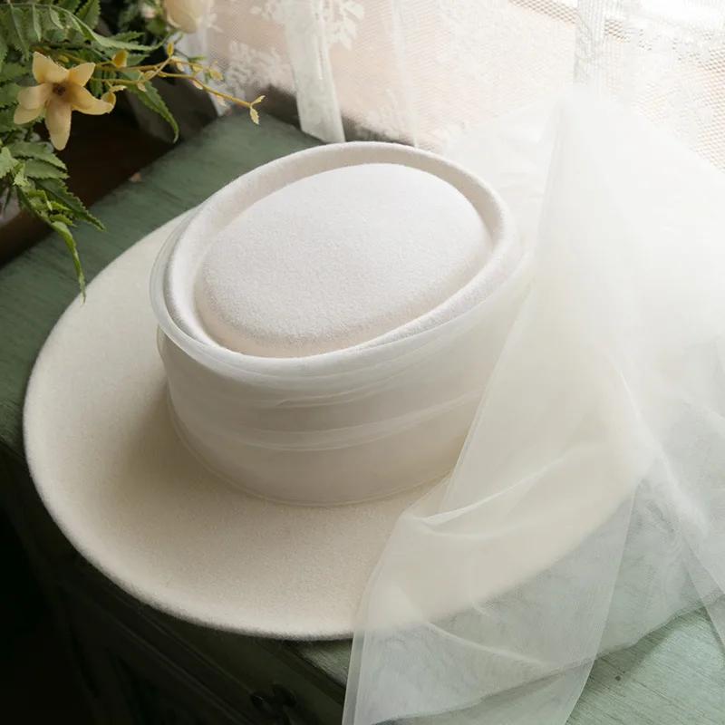 Nouveau français 100% laine haut-de-forme voile Vintage dîner fête élégant blanc Fedora voyage lumiè