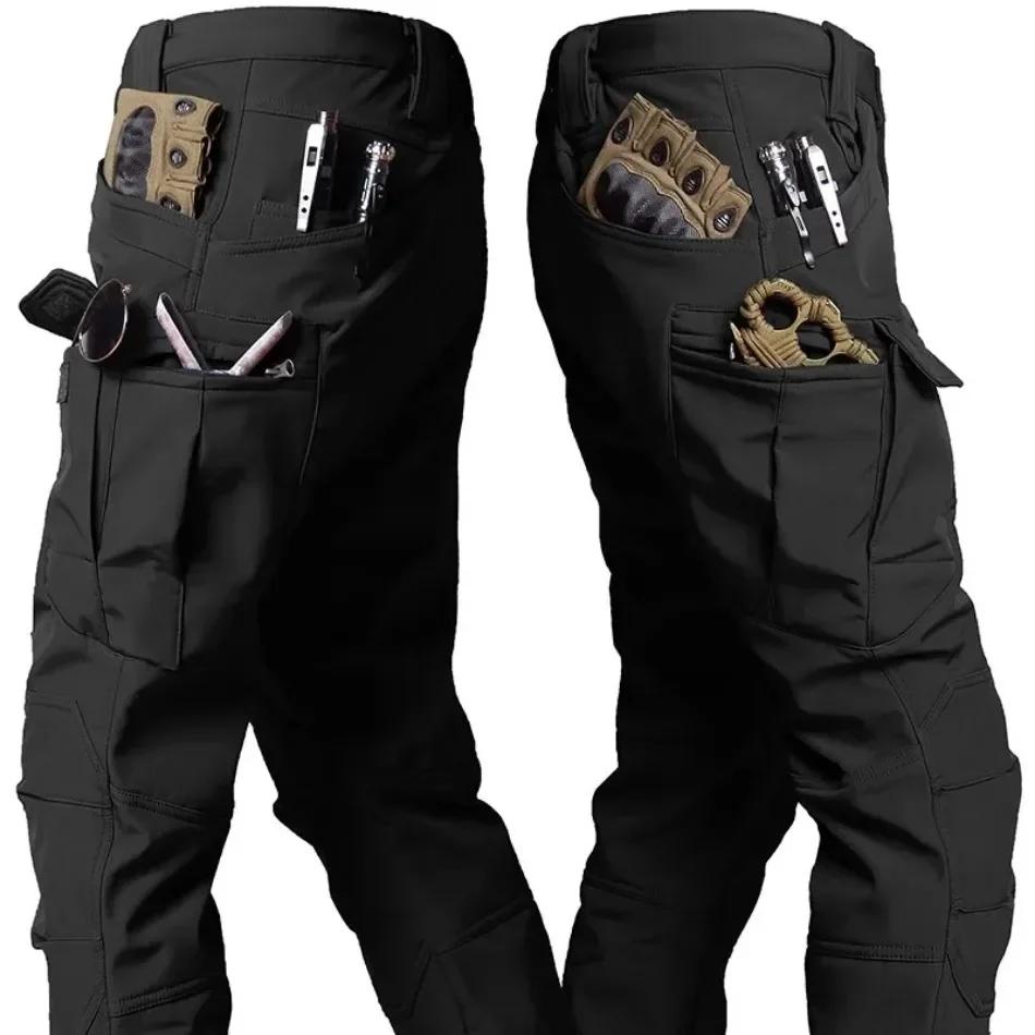 Pantalon tactique d'hiver pour hommes, peau de requin, coque souple, Cargo, extérieur, multi-poches,