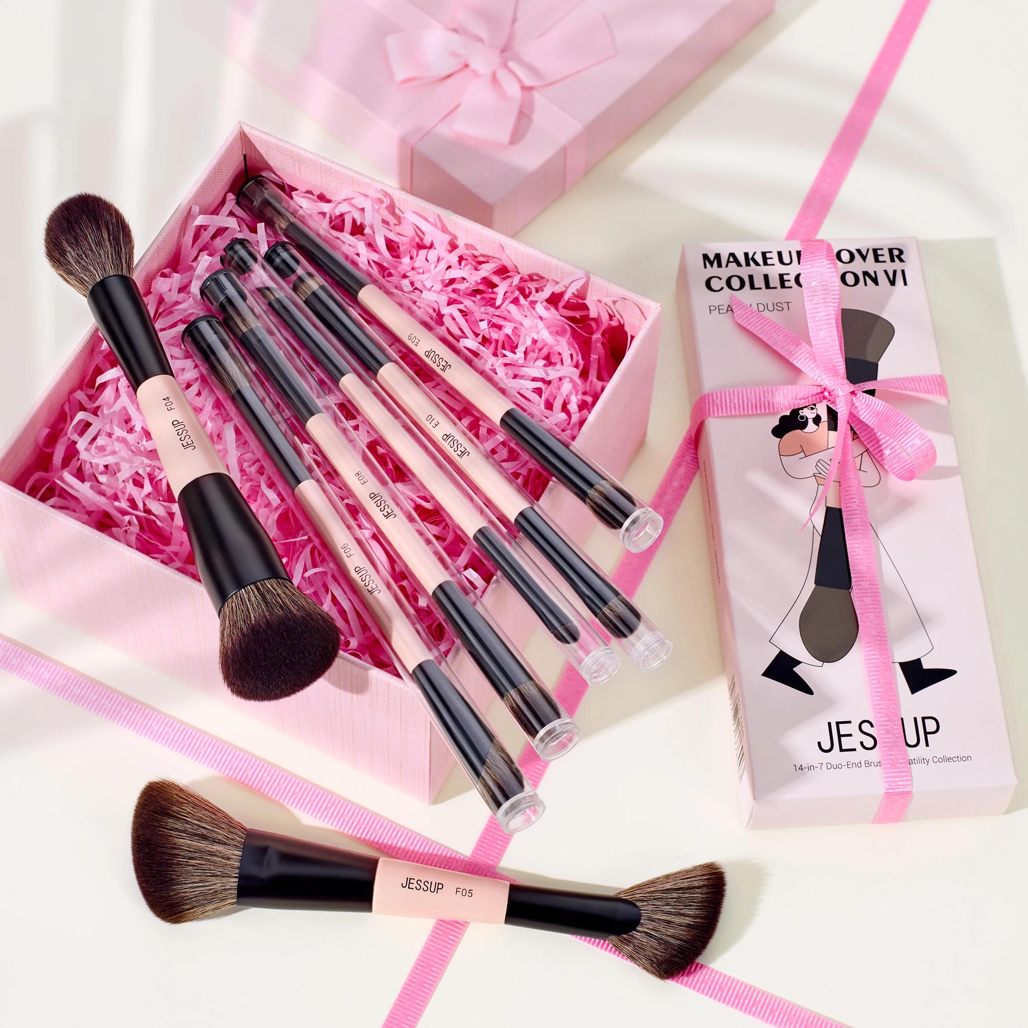 Jessup-Ensemble de pinceaux de maquillage double face, 3/5/7pcs, pour fond de teint, fard à barrage,