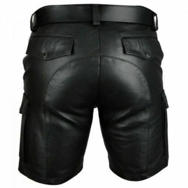 Short en Faux cuir PU pour hommes, Streetwear d'été tendance avec poches, tenue de discothèque, shor
