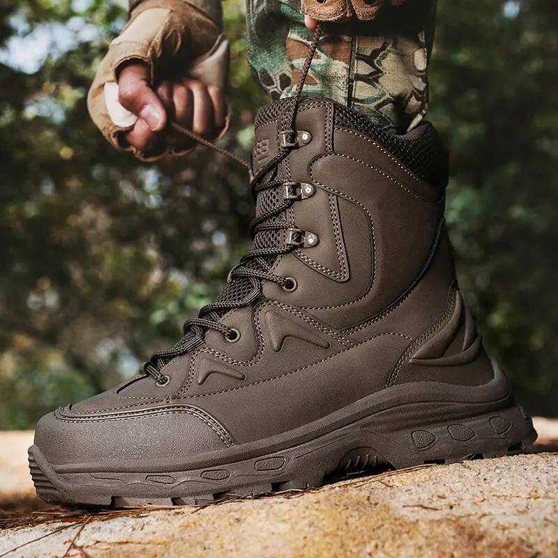 Bottes d'extérieur de marque pour hommes, chaussures d'escalade à lacets, imperméables, antidérapant
