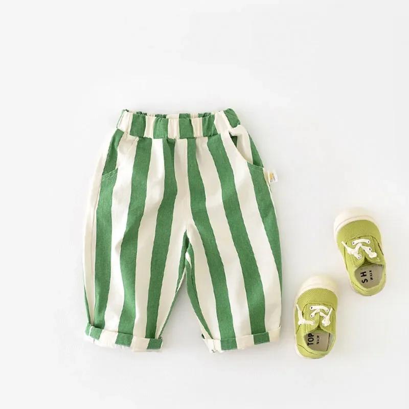 Automne nouveau garçon fille enfants lâche rayé pantalons décontractés bébé poches mode pantalon enf