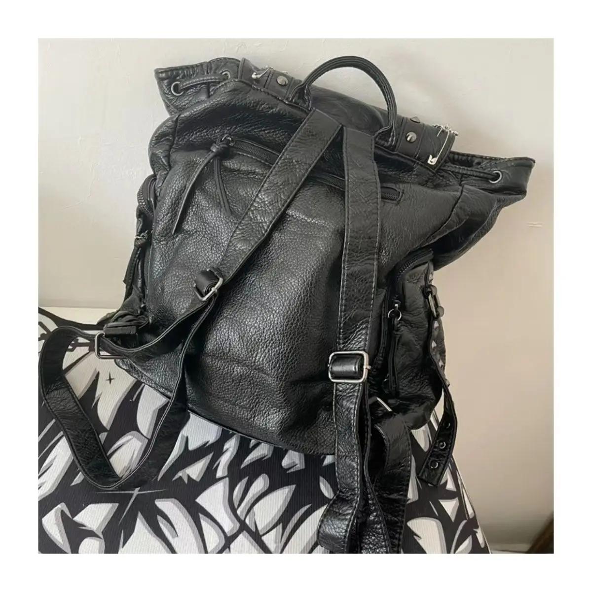 Grunge Rivet noir Y2k sac à dos femmes gothique sous-culture Punk croix noir Mochila dames Vintage H