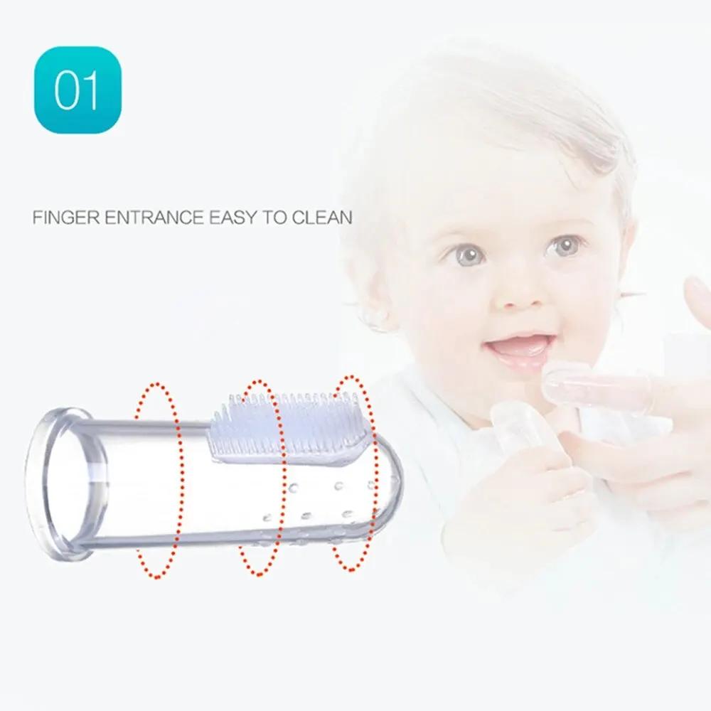 Couverture de doigt en silicone pour bébé, brosse à dents à feuilles caduques, brosse à dents d'entr