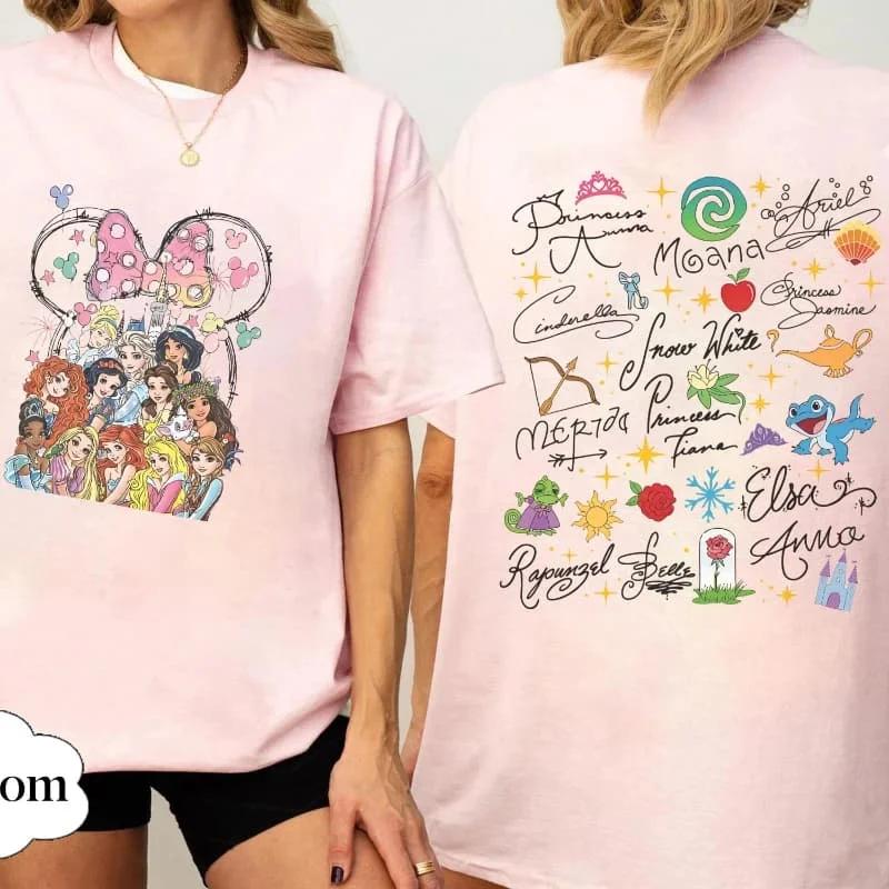 T-shirt de voyage pour enfants Disney Family, motif signature princesse, aquarelle du château magiqu