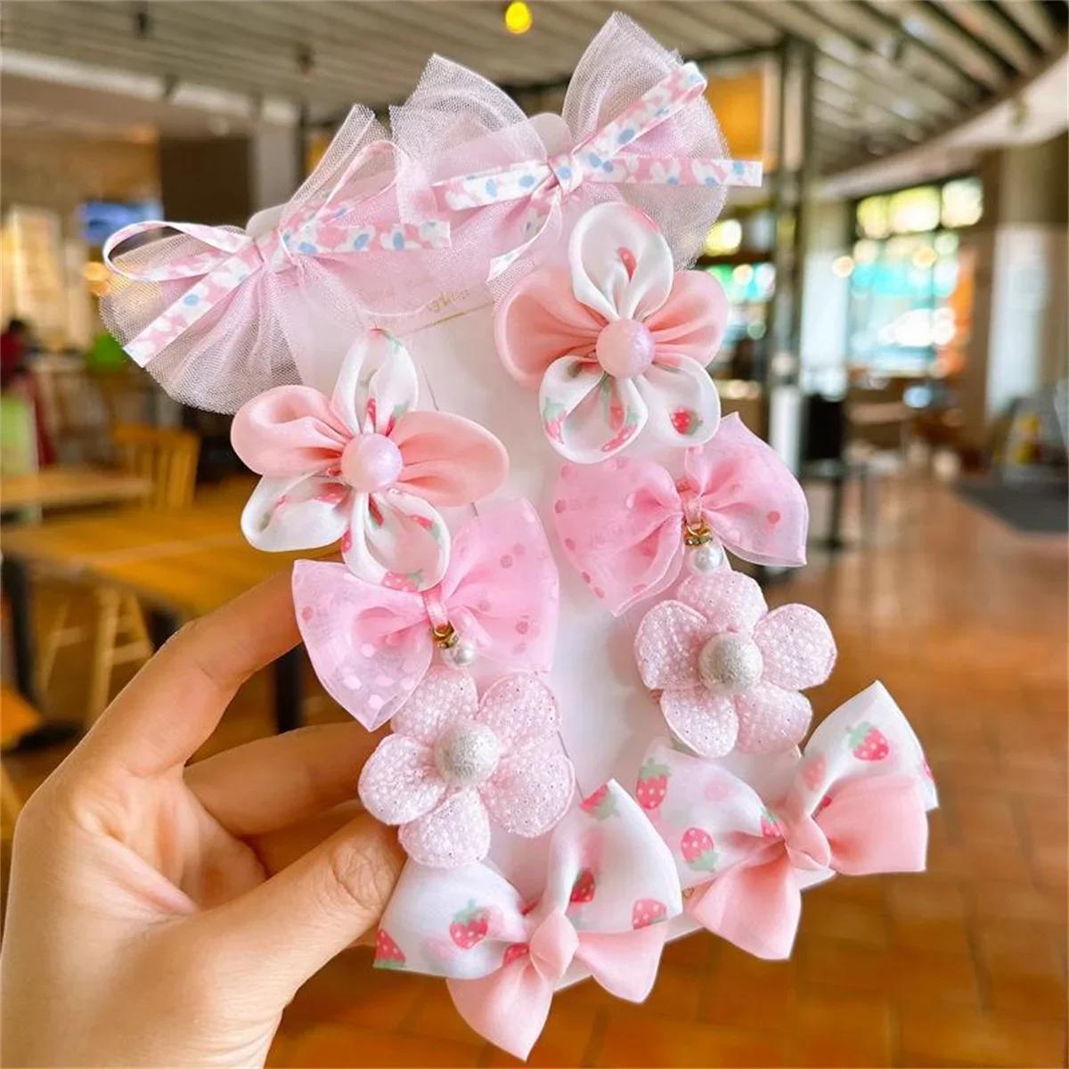 Pinces à cheveux en dentelle pour bébé, 10 pièces/ensemble, nœuds mignons, fleur, épingles à cheveux
