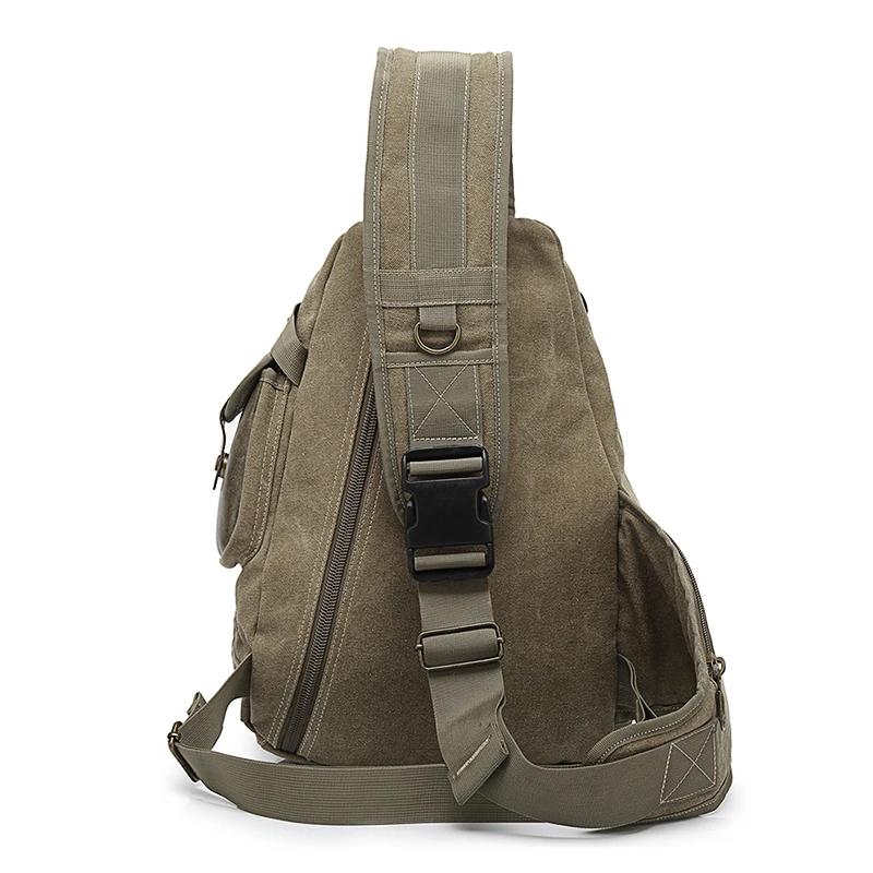 Sac de poitrine en toile imperméable pour hommes, sac à bandoulière Messenger, voyage décontracté, h
