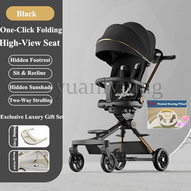 Poussette pliable à 4 roues avec siège réversible, absorption des chocs, mode nacelle, poussette enf