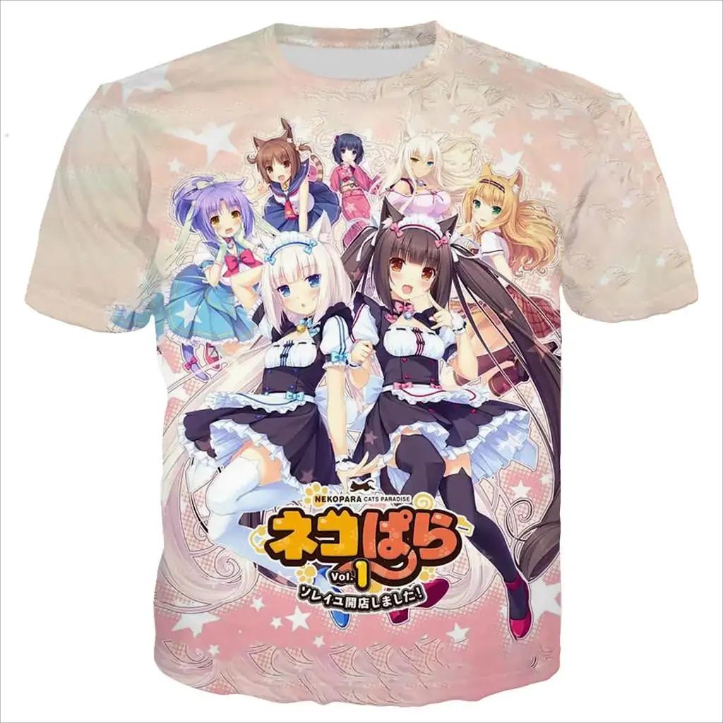 Nouveau Cool Tee Pour Hommes/femmes Nekopara Chocolat Vanille 3D Imprimé Mignon Anime À Manches Cour