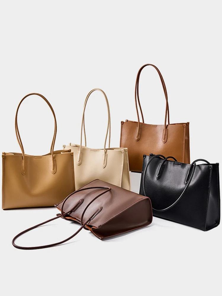 Sac à main OL gris clair en cuir souple pour femme, grand sac fourre-tout, sac de shopping grande ca