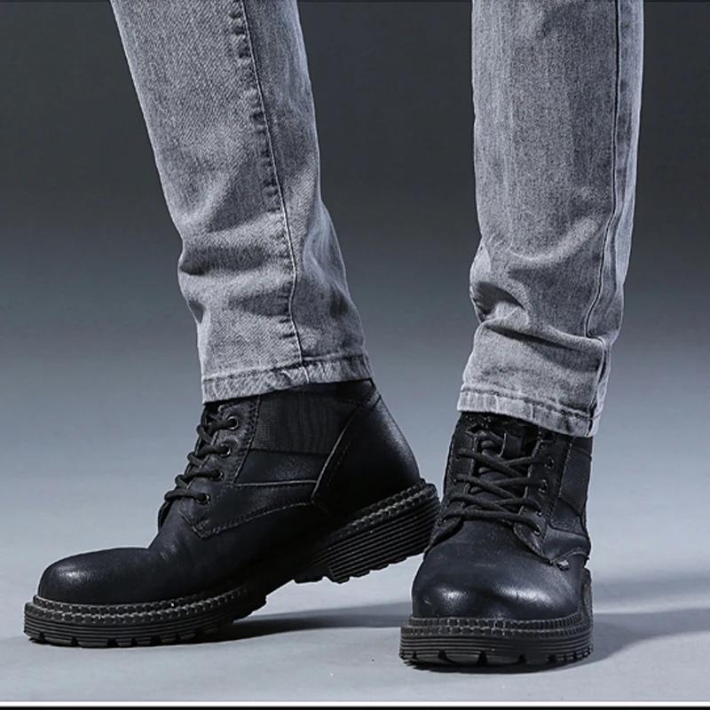 Jean nouveau style, coupe slim pour hommes, pantalon taille moyenne gris élastique à jambe droite co