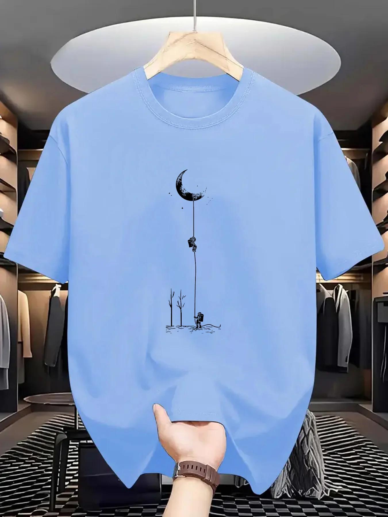 T-shirt à manches courtes et col rond pour hommes, 100% pur coton, coupe ample, décontracté, grande