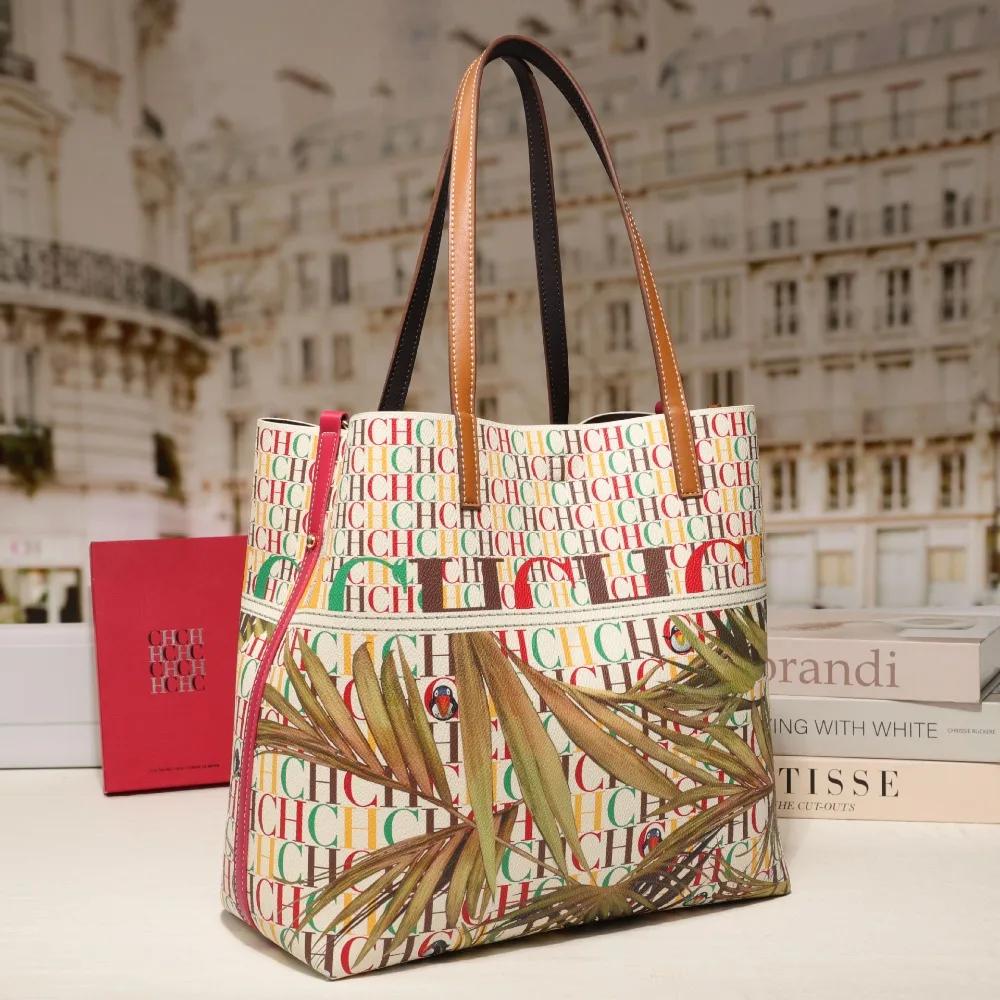 CHHC Sac Seau Femme Nouveau Style Classique Imprimé Lettres Sac à Bandoulière Grande Capacité Sac à