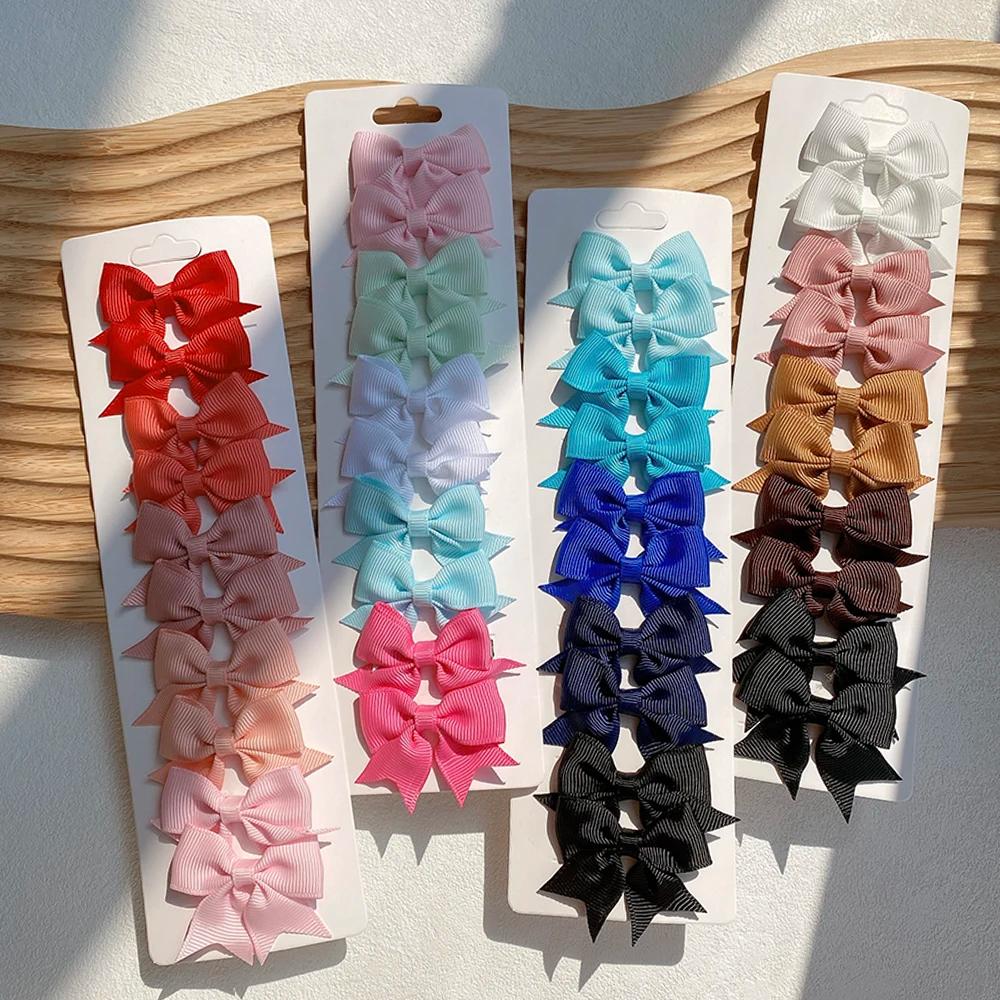 Pinces à cheveux avec nœuds pour enfants, couleur unie, pour bébés filles, ruban fait à la main, épi