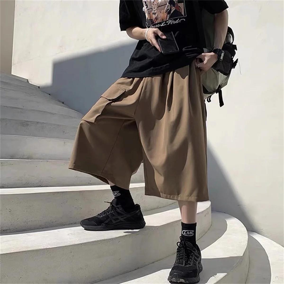 Shorts cargo hip-hop noirs tendance pour homme – Coupe slim décontractée, style urbain branché, idéa