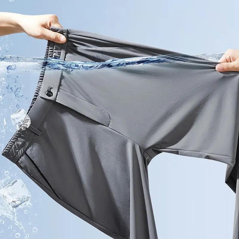 Pantalon décontracté pour hommes, mince, taille élastique, classique, noir, gris, printemps, été
