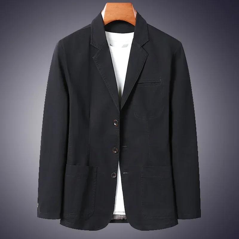 Blazer nouveaux hommes mode affaires couleur unie coupe ajustée travail décontracté coton coréen man