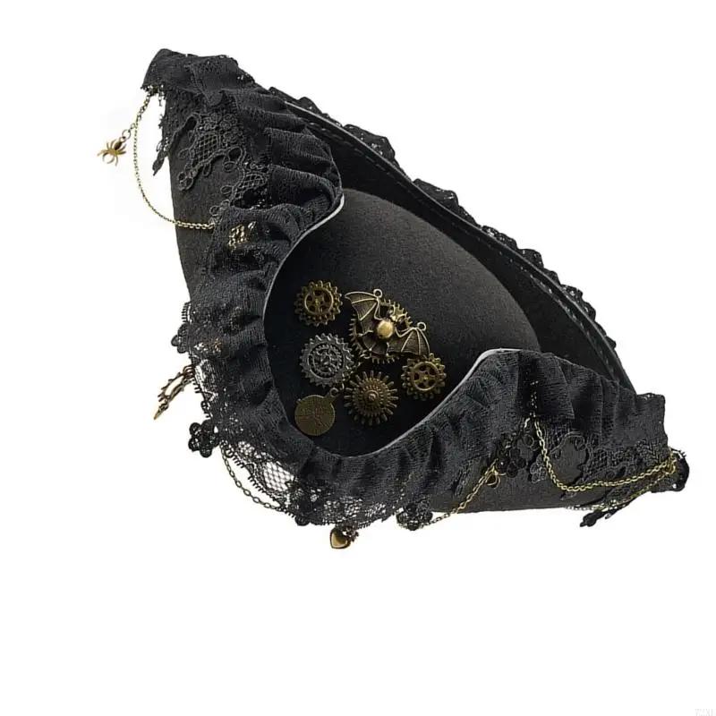 Chapeau Pirate victorien 72XE, équipement d'événement à thème en détresse, chapeau pour mascarades f