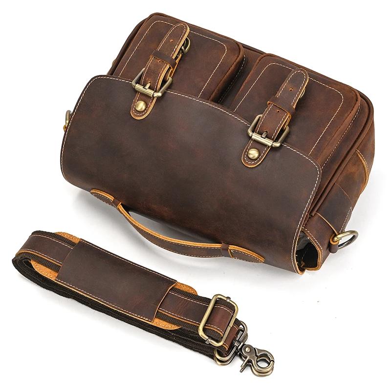 Grand sac messager en cuir pour hommes, sacs à bandoulière en peau de vache véritable, sac d'école p
