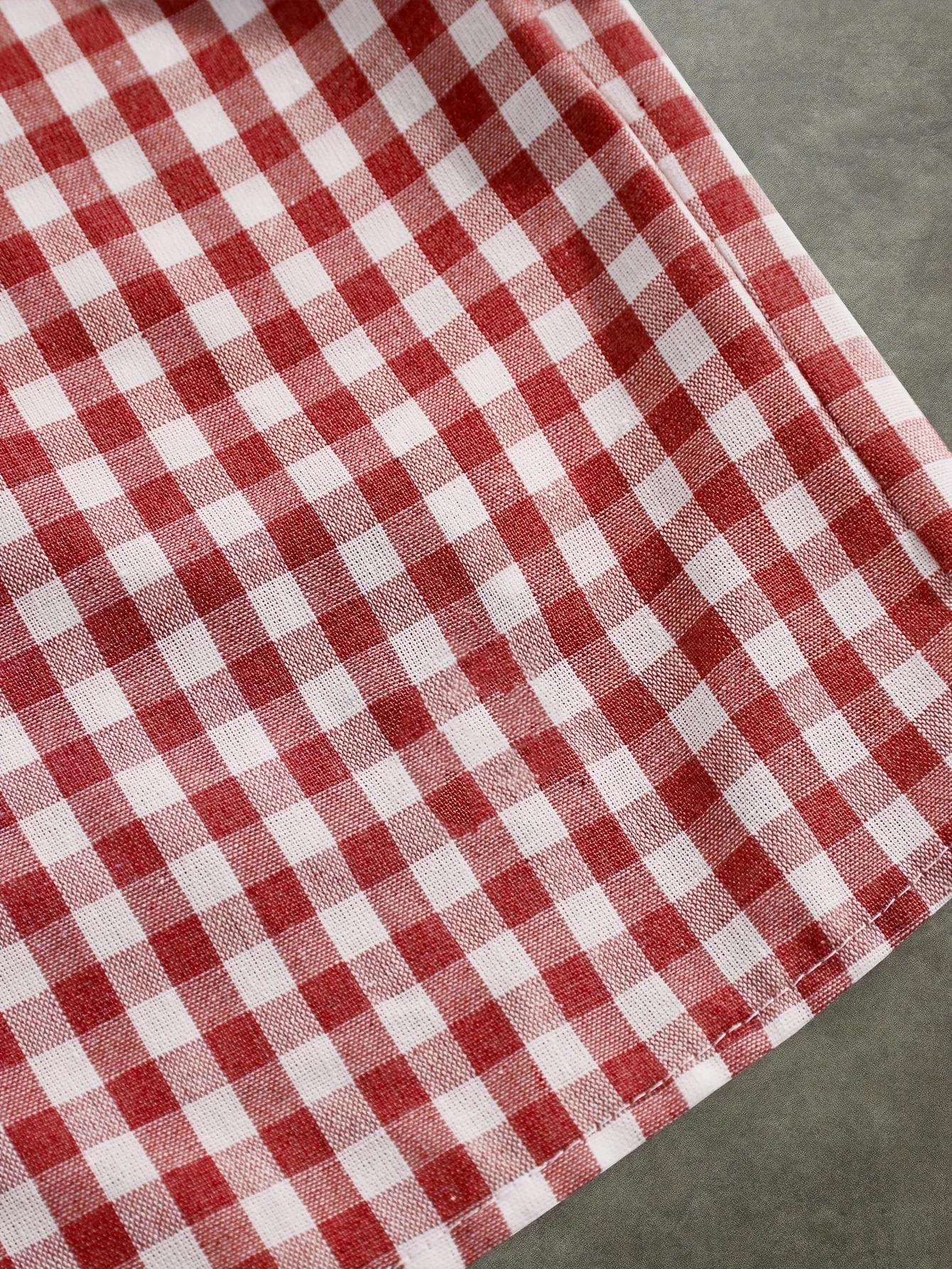 Chemise à manches courtes confortable et décontractée à carreaux de style collégial pour hommes pour