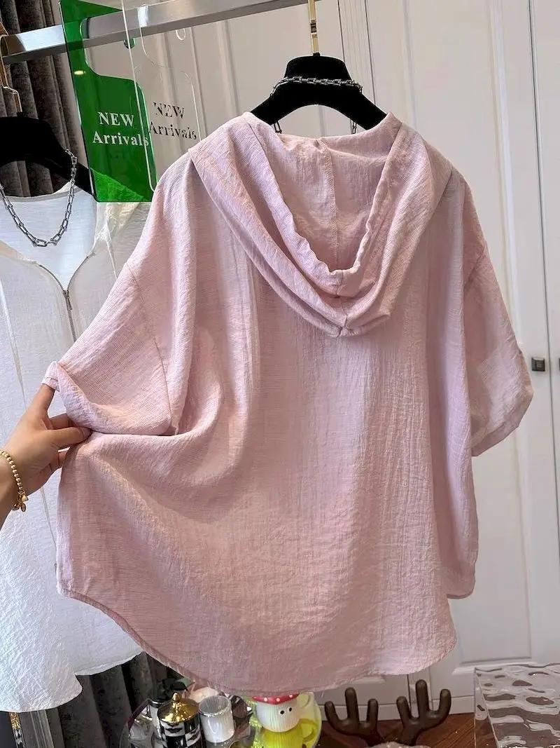 T-shirts surdimensionnés femmes été à capuche à manches courtes T-shirt français mince hauts mode co