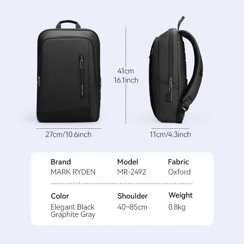 Sac à dos pour ordinateur portable fin pour homme Mark Ryden, léger, résistant à l'eau, sac à dos de
