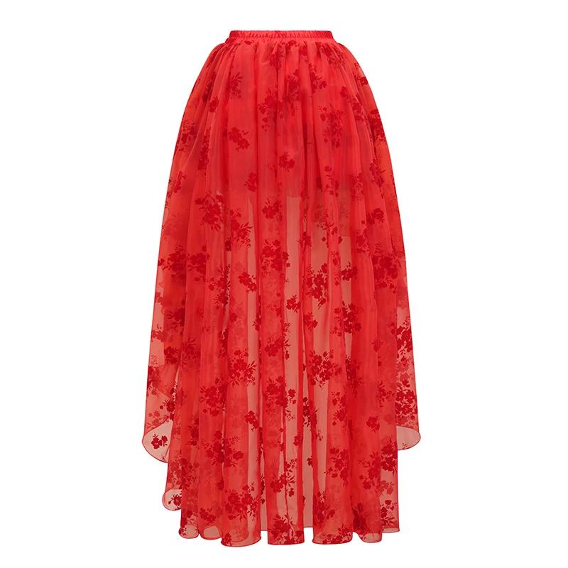Jupe longue victorienne à motif floral rouge pour femmes, jupe Steampunk, vêtements gothiques, vêtem