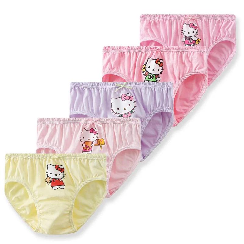 5 Pièces/Lot Sous-vêtements Enfants pour Filles Mignons Chat HelloKitty Culottes Cartoon Culottes en