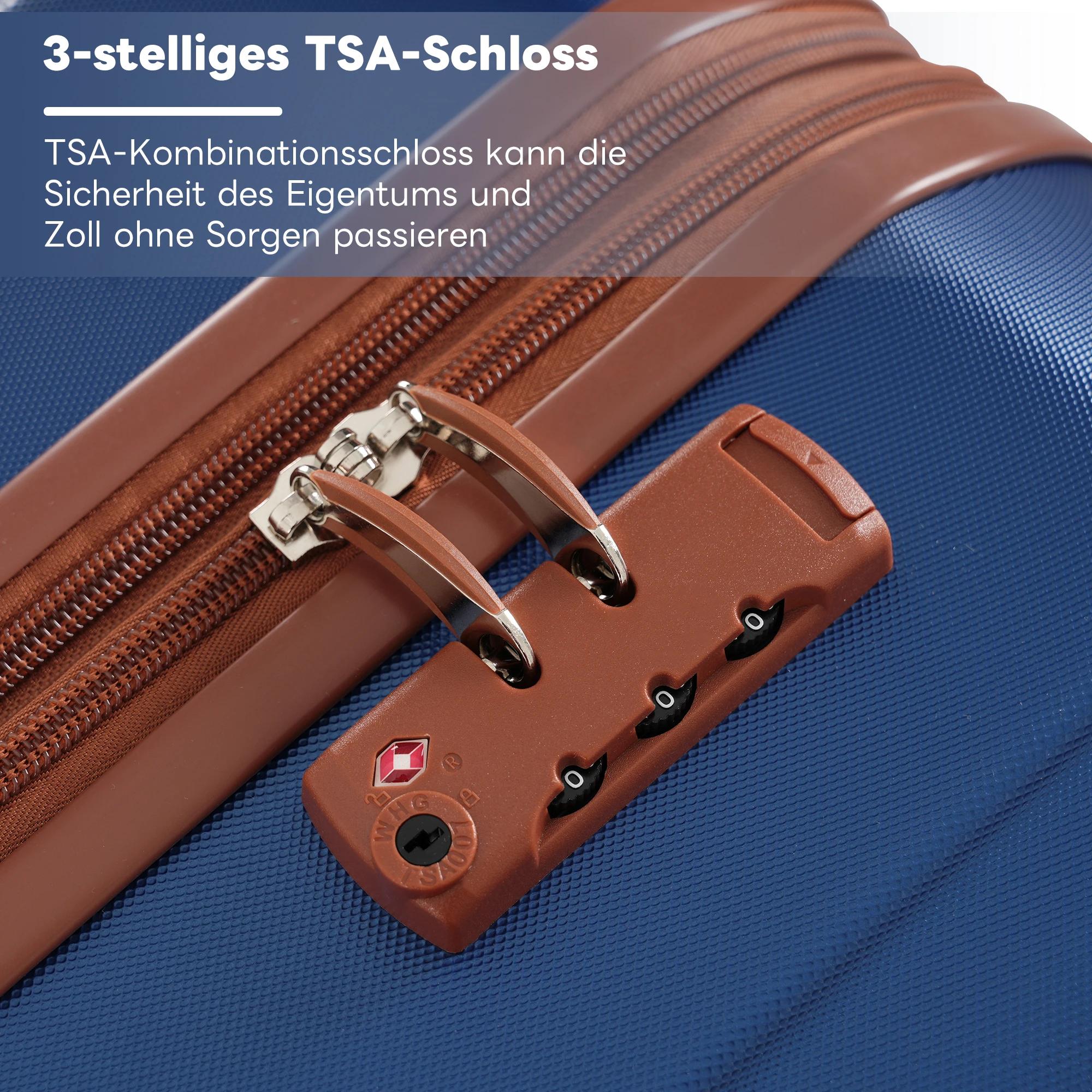 Anajqaqia Set de bagages, avec poignées télescopiques en métal, 360 ° Double roues, serrure TSA, e