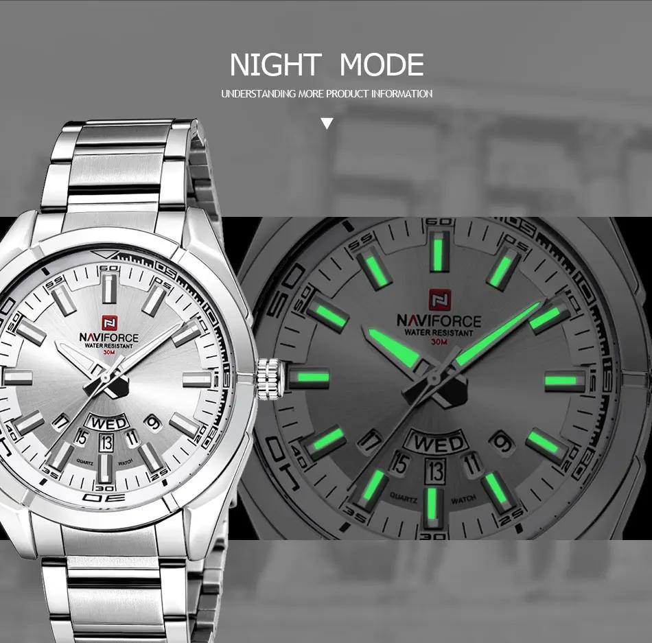 NAVIFORCE montre décontractée classique pour hommes en acier inoxydable teel Sport étanche hommes mo