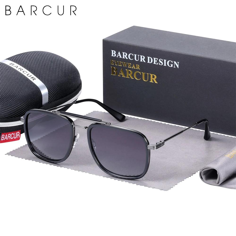 BARCUR-Lunettes de soleil carrées de luxe pour hommes et femmes, verres dégradés, polarisées, access