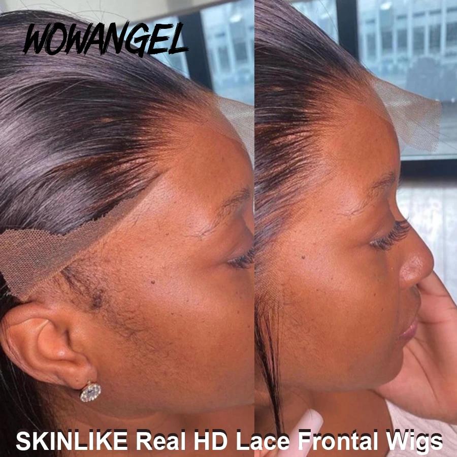 Perruque Full Lace Front Wig naturelle lisse, cheveux humains, 13x6, 250%, 34 pouces, pre-plucked, p