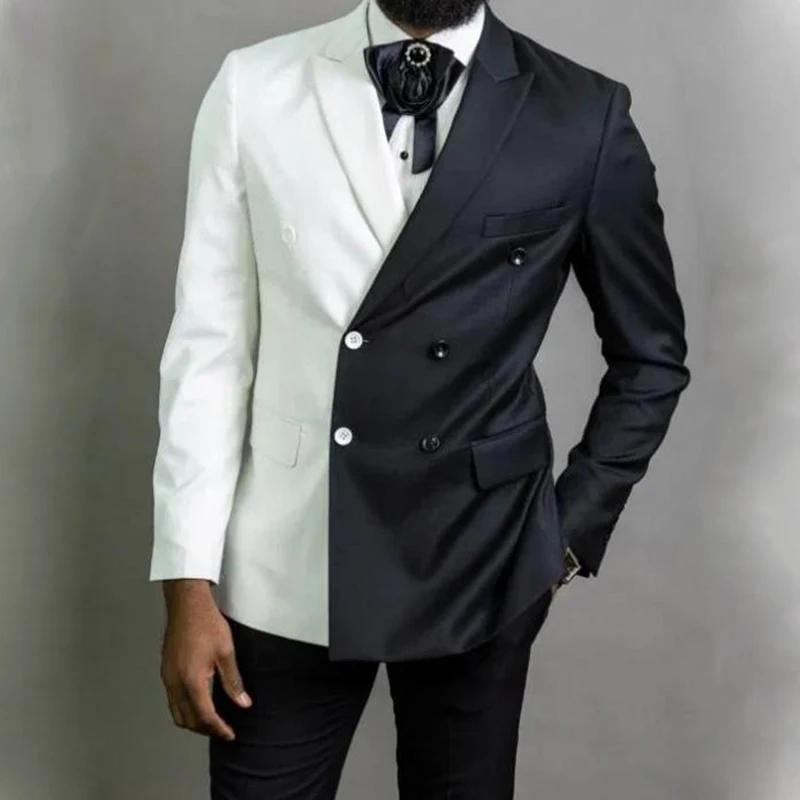Smokings formels 2 pièces à double boutonnage pour hommes, blazer et pantalon, costume de marié élég