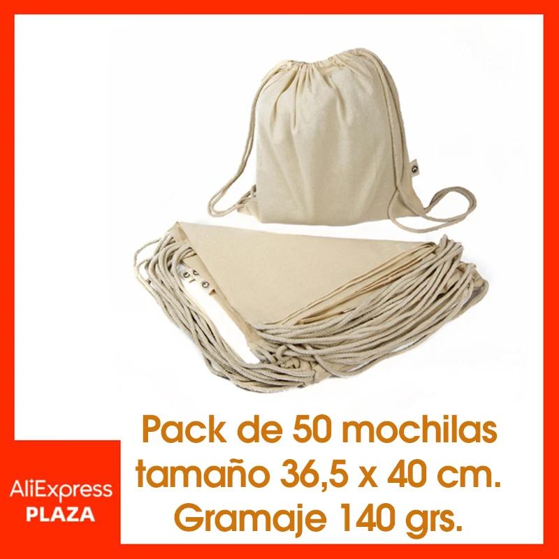 Sac à dos en coton naturel écologique avec fermeture à cordon, paquet de 50 sacs en tissu pour l'art
