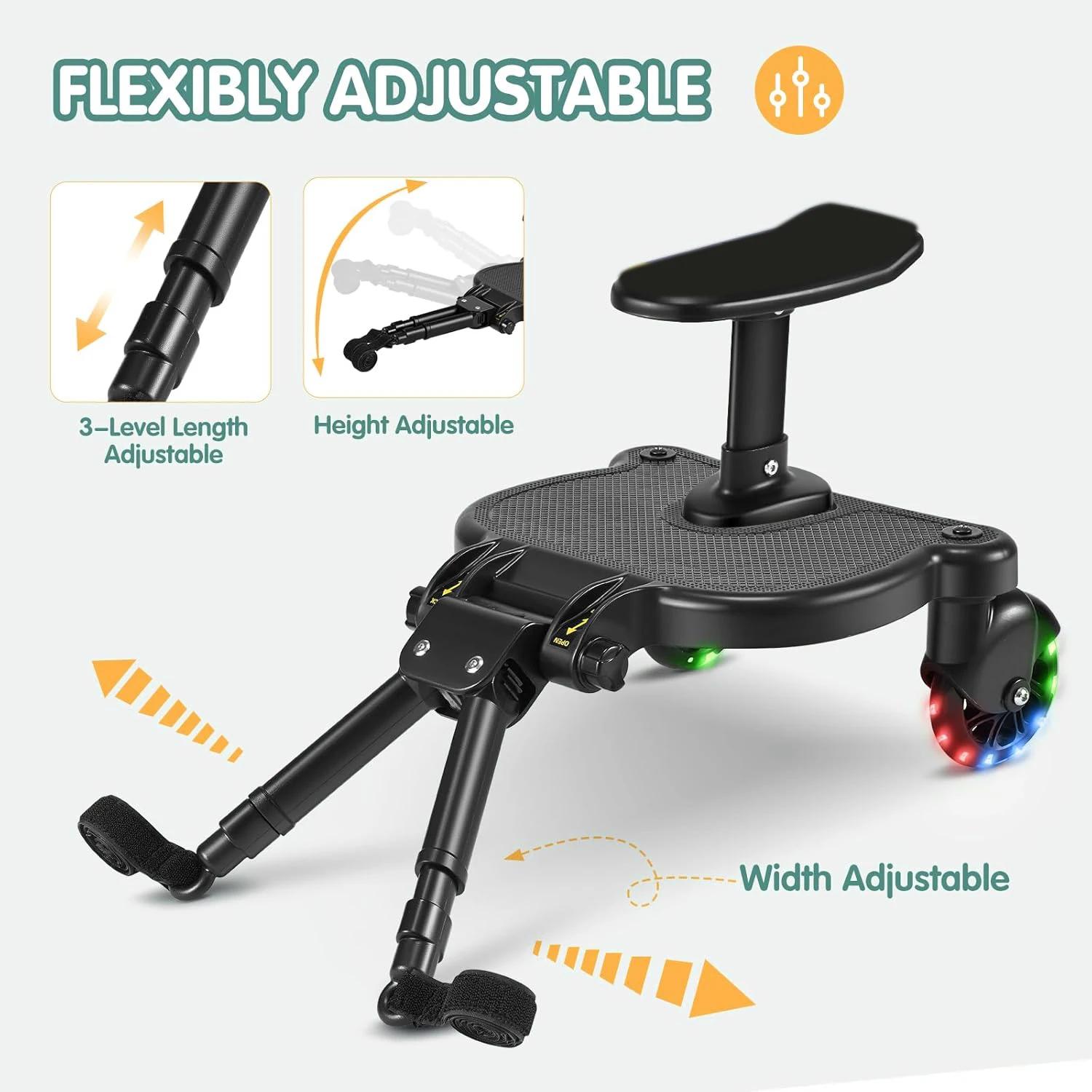 Universal Stroller Board Standing with Detachable Seat Pedal & 360 ° Wheel Kids Ride