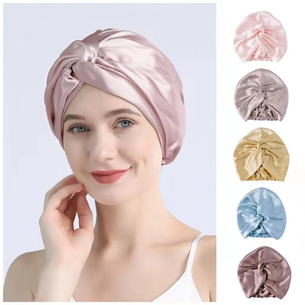 Bonnets Turban en soie de mûrier pour femmes