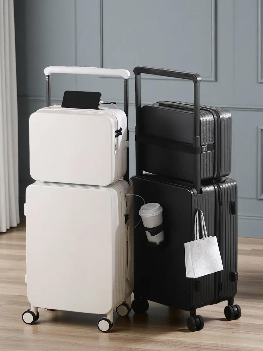 Ensemble de bagages 20+14"24+14" avec USB et porte-gobelet TSA Lock 360 ° Roues crochet de pied